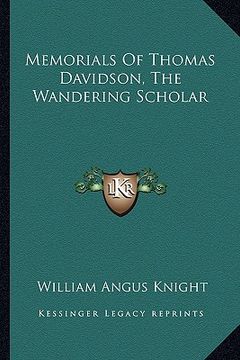 portada memorials of thomas davidson, the wandering scholar