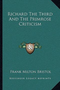 portada richard the third and the primrose criticism (en Inglés)