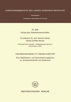 portada Interaktionsanalyse Im Literaturunterricht: Eine Replikations- Und Generalisierungsstudie Zur Komplementarität Und Systemzeit (en Alemán)