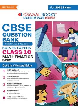 portada Oswaal CBSE Question Bank Class 10 Mathematics (Basic), Chapterwise and Topicwise Solved Papers For Board Exams 2025 (en Inglés)