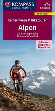 portada Kompass Radfernwege & Biketouren 2564 Alpen Inklusive Bikeparks und Alpenpässe - Übersichtkarte (en Alemán)