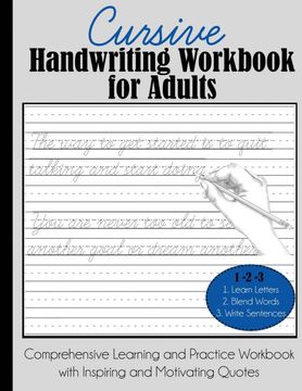 portada Cursive Handwriting Workbook for Adults: Comprehensive Learning and Practice Workbook With Inspiring and Motivating Quotes 