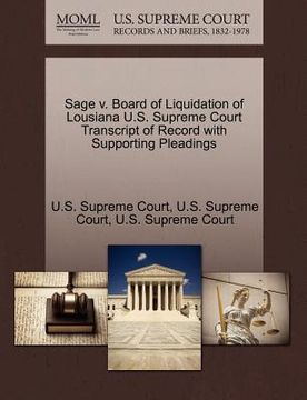 portada sage v. board of liquidation of lousiana u.s. supreme court transcript of record with supporting pleadings (en Inglés)