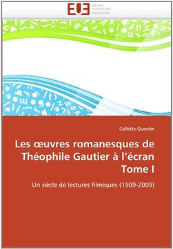 portada Les Uvres Romanesques de Theophile Gautier A L'Ecran Tome I