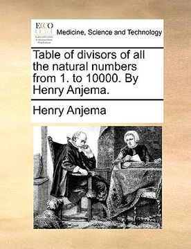portada table of divisors of all the natural numbers from 1. to 10000. by henry anjema. (en Inglés)