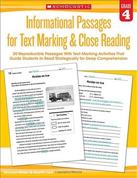 portada Informational Passages for Text Marking & Close Reading: Grade 4: 20 Reproducible Passages with Text-Marking Activities That Guide Students to Read St