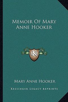 portada memoir of mary anne hooker (en Inglés)