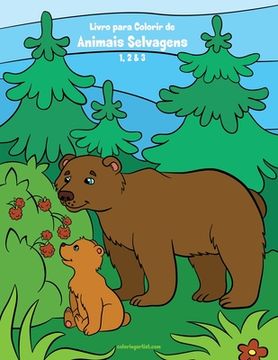 portada Livro para Colorir de Animais Selvagens 1, 2 & 3 (en Portugués)