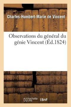 portada Observations Du Général Du Génie Vincent (in French)
