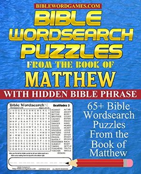 portada Bible Wordsearch Puzzles From the Book of Matthew: 65+ Bible Word Search Puzzles With Hidden Bible Verse (in English)