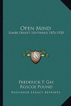 portada open mind: elmer ernest southard 1876-1920 (in English)