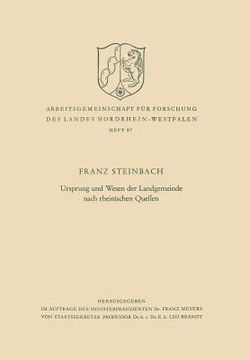 portada Ursprung Und Wesen Der Landgemeinde Nach Rheinischen Quellen (en Alemán)