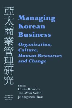 portada managing korean business: organization, culture, human resources and change (in English)
