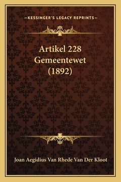 portada Artikel 228 Gemeentewet (1892)