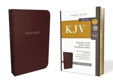 portada KJV, Reference Bible, Personal Size Giant Print, Bonded Leather, Burgundy, Red Letter Edition, Comfort Print (in English)