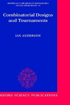portada combinatorial designs and tournaments (en Inglés)