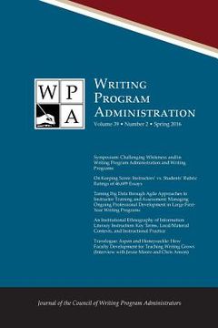 portada Wpa: Writing Program Administration 39.2 (Spring 2016)