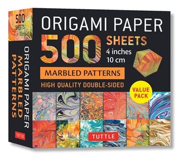 portada Origami Paper 500 Sheets Marbled Patterns 4" (10 cm) (in English)