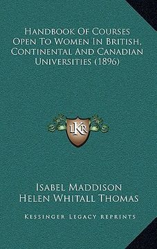 portada handbook of courses open to women in british, continental and canadian universities (1896) (en Inglés)