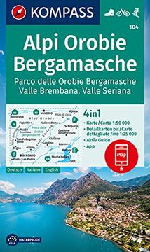 portada Kompass Wanderkarte 104 Alpi Orobie Bergamasche 1: 50. 000 (en Alemán)