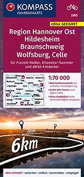 portada Kompass Fahrradkarte 3365 Region Hannover Ost, Hildesheim, Braunschweig, Wolfsburg, Celle 1: 70. 000 (in German)