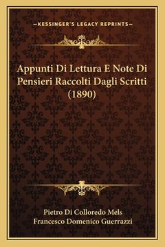 portada Appunti Di Lettura E Note Di Pensieri Raccolti Dagli Scritti (1890) (in Italian)