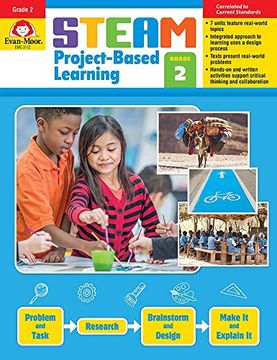 portada Evan-Moor Steam Project-Based Learning, Grade 2 Actvities Homeschooling & Classroom Resource Workbook, Reproducible Worksheets, Hands-On Projects, Problem Solving, Art, Puzzle, Real-World Topics (en Inglés)
