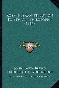 portada rosmini's contribution to ethical philosophy (1916) (en Inglés)