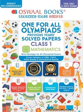 portada Oswaal One for All Olympiad Previous Years Solved Papers, Class-1 Mathematics Book (For 2021-22 Exam) (en Inglés)
