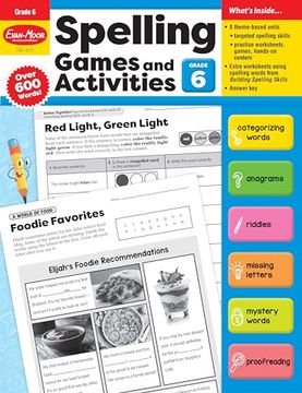 portada Evan-Moor Spelling Games and Activities, Grade 6 -Classroom Resource, Reproducible Worksheets, Teaching Edition, Spelling Strategies, Word Study Skills (in English)