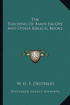 portada the teaching of amen-em-ope and other biblical books