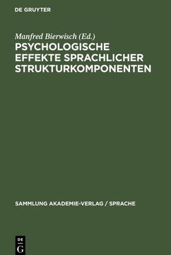 portada Psychologische Effekte Sprachlicher Strukturkomponenten 