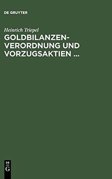 portada Goldbilanzen-Verordnung und Vorzugsaktien. (in German)