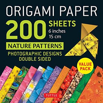 portada Origami Paper 200 Sheets Nature Patterns 6" (15 Cm): Tuttle Origami Paper: High-Quality Origami Sheets Printed With 12 Different Designs: Instructions for 8 Projects Included (in English)