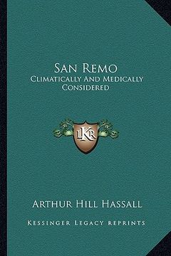portada san remo: climatically and medically considered (en Inglés)