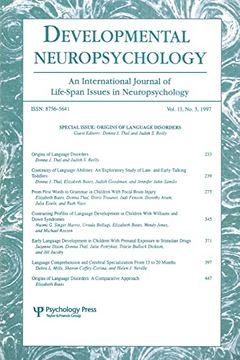 portada Origins of Language Disorders: A Special Issue of Developmental Neuropsychology (en Inglés)