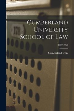portada Cumberland University School of Law; 1952-1953 (en Inglés)