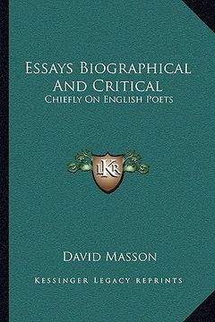 portada essays biographical and critical: chiefly on english poets