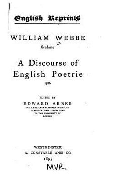 portada A discourse of English poetrie, 1586 (en Inglés)