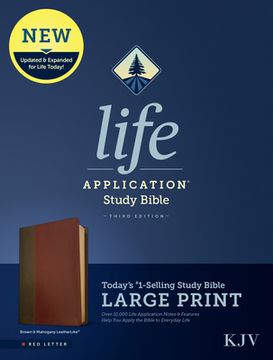 portada KJV Life Application Study Bible, Third Edition, Large Print (Leatherlike, Brown/Mahogany, Red Letter) (en Inglés)