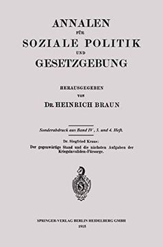 portada Der Gegenwärtige Stand und die Nächsten Aufgaben der Kriegsinvaliden-Fürsorge (in German)
