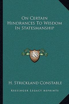 portada on certain hindrances to wisdom in statesmanship (in English)