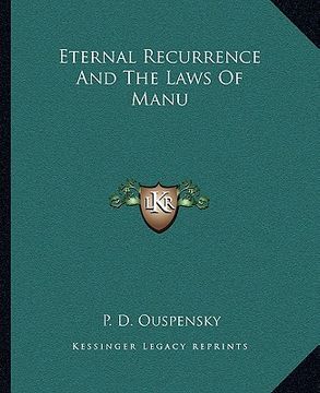 portada eternal recurrence and the laws of manu