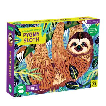 portada Pygmy Sloth Endangered Species 300 Piece Puzzle From Mudpuppy - Celebrate Threatened Creatures With This Jigsaw Puzzle for Kids, 1% Donated to Born Free Usa, 24" x 18", Ages 7+