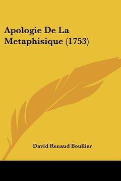 portada apologie de la metaphisique (1753) (en Inglés)