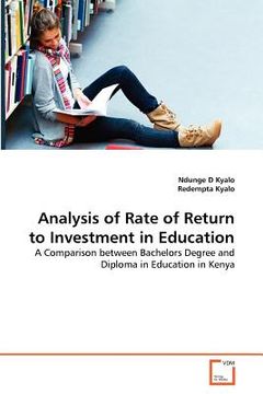 portada analysis of rate of return to investment in education (en Inglés)