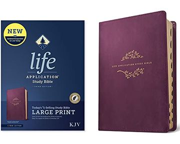 portada Kjv Life Application Study Bible, Third Edition, Large Print (Red Letter, Leatherlike, Purple, Indexed) (en Inglés)