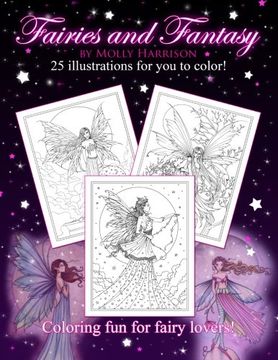 portada Fairies and Fantasy by Molly Harrison: Coloring for Adults and Older Fairy Lovers!