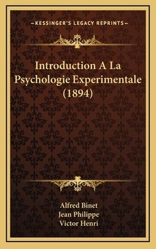 portada Introduction A La Psychologie Experimentale (1894) (in French)