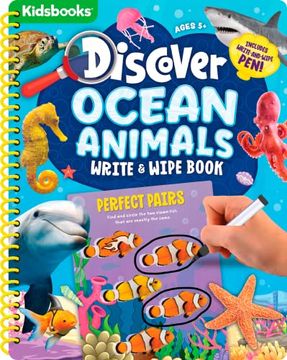 portada Ocean Animals: Discover Write & Wipe Activity Book-Includes Write-And-Wipe pen (en Inglés)